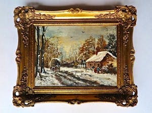 Jan Prinsen - Winterlandschap met zonsondergang - kopen? Bied vanaf 1!