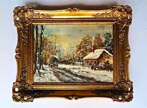 Jan Prinsen - Winterlandschap met zonsondergang - verkocht voor € 1!