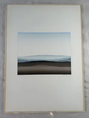 Claudia Keller - Bruinachtig landschap met een blauwe achtergrondlucht kopen? Bied vanaf 50!