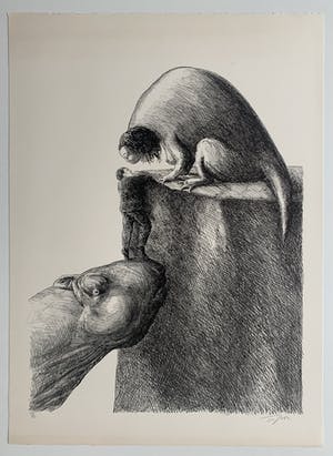 Roland Topor - litho - 'Aidé' - 1979 (Prent 190 - Serie 11A) kopen? Bied vanaf 100!