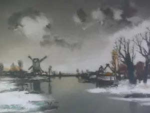 Roger Hebbelinck - Een winters landschap (gesigneerd door Saverys en Roger Hebbelinck) kopen? Bied vanaf 195!
