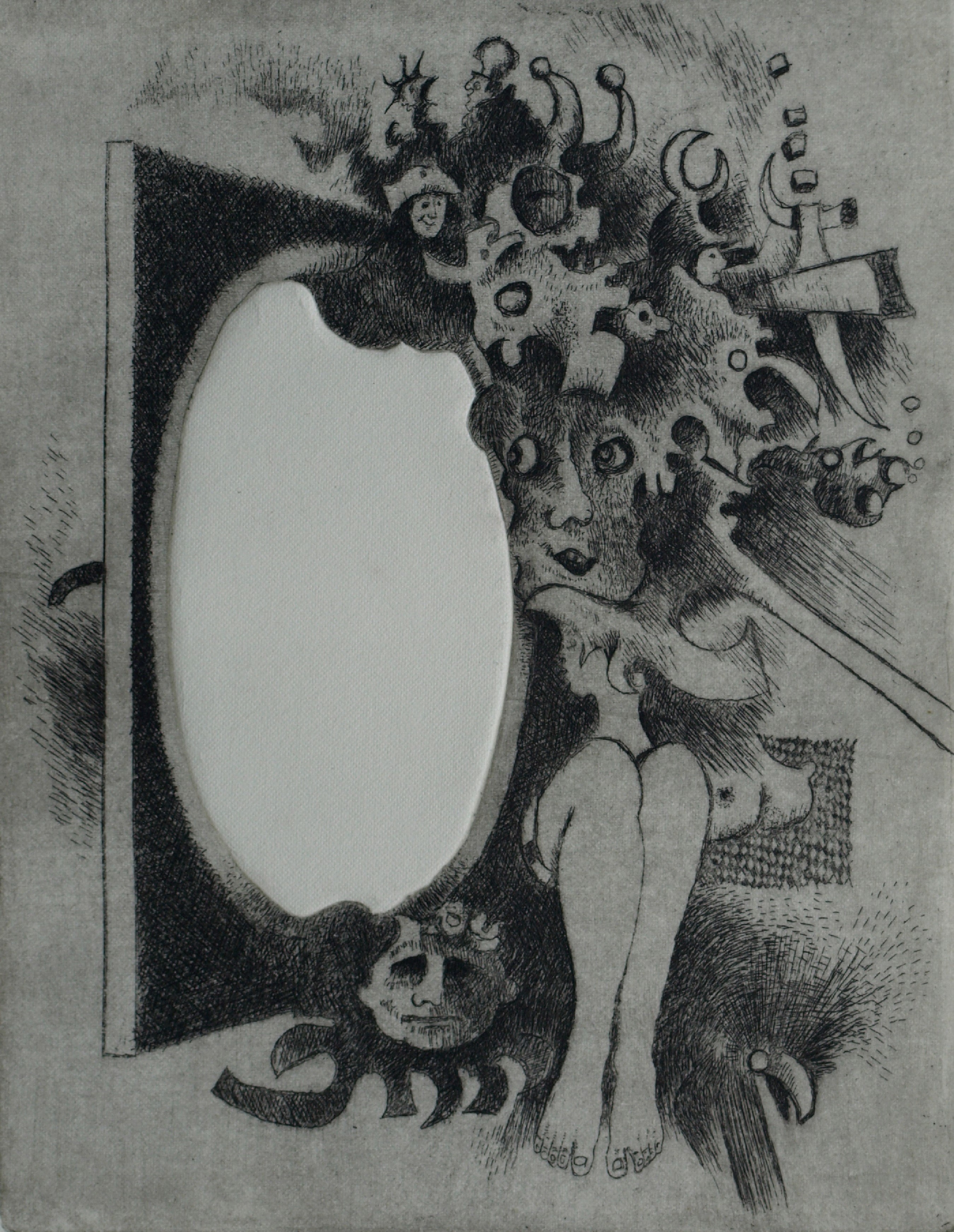 Niet of onleesbaar gesigneerd - Ets, Voor de Spiegel – gesigneerd - 1970 kopen? Bied vanaf 1!