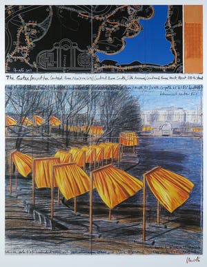 Christo - Handgesigneerd exemplaar The Gates met stukje stof - Ingelijst (Groot) kopen? Bied vanaf 1!