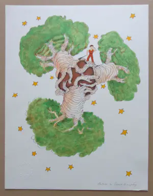 Buy Antoine de Saint-Exupery - LE PETIT PRINCE / KLEURLITHO / 40x31cm / DROOGSTEMPEL? Bid from 35!