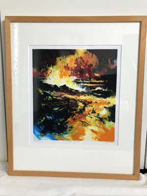 Mattie Schilders - "Vuur"als onderdeel van vier zeefdrukken. verkocht voor € 50!