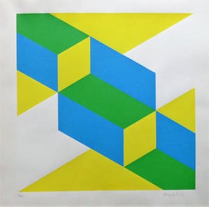 Franz Deckwitz - Geometrisch abstracte compositie, zeefdruk kopen? Bied vanaf 40!