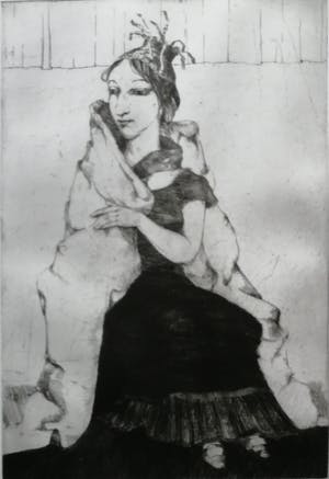 Theo Daamen - Zittende vrouw met omslagdoek kopen? Bied vanaf 50!