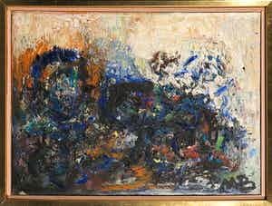 Mogens Balle - Olieverf op doek, Zonder titel - Ingelijst verkocht voor € 1!