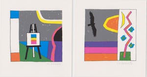 Harrie Gerritz - Twee lithografien: Vogel en Schildersezel kopen? Bied vanaf 20!