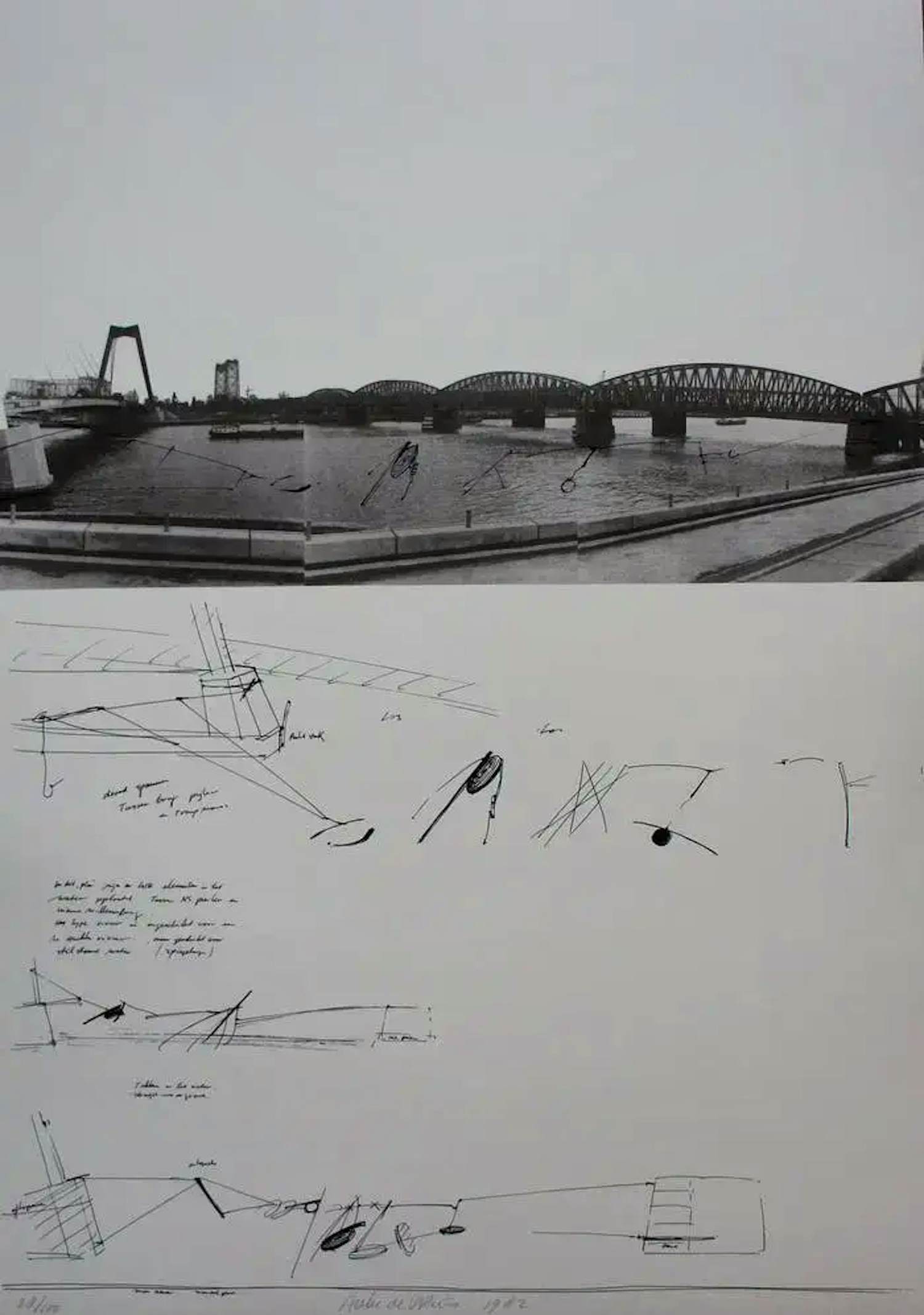 Auke de Vries - Litho: ontwerp Maasbeeld (1982) kopen? Bied vanaf 79!