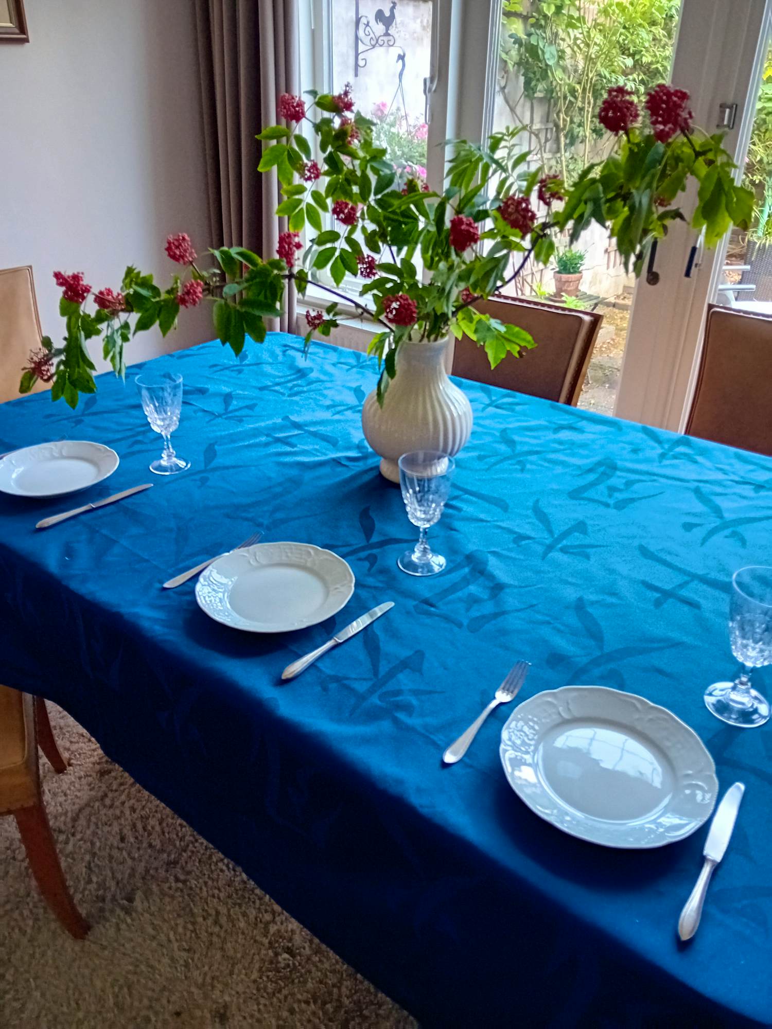 Maison Christofle - exclusief tafelkleed katoen/damast, blauw kopen? Bied vanaf 275!
