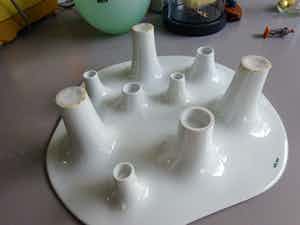 Willem Noyons - Dubbelschaal: fruitschaal en kandelaar- porselein verkocht voor € 45!