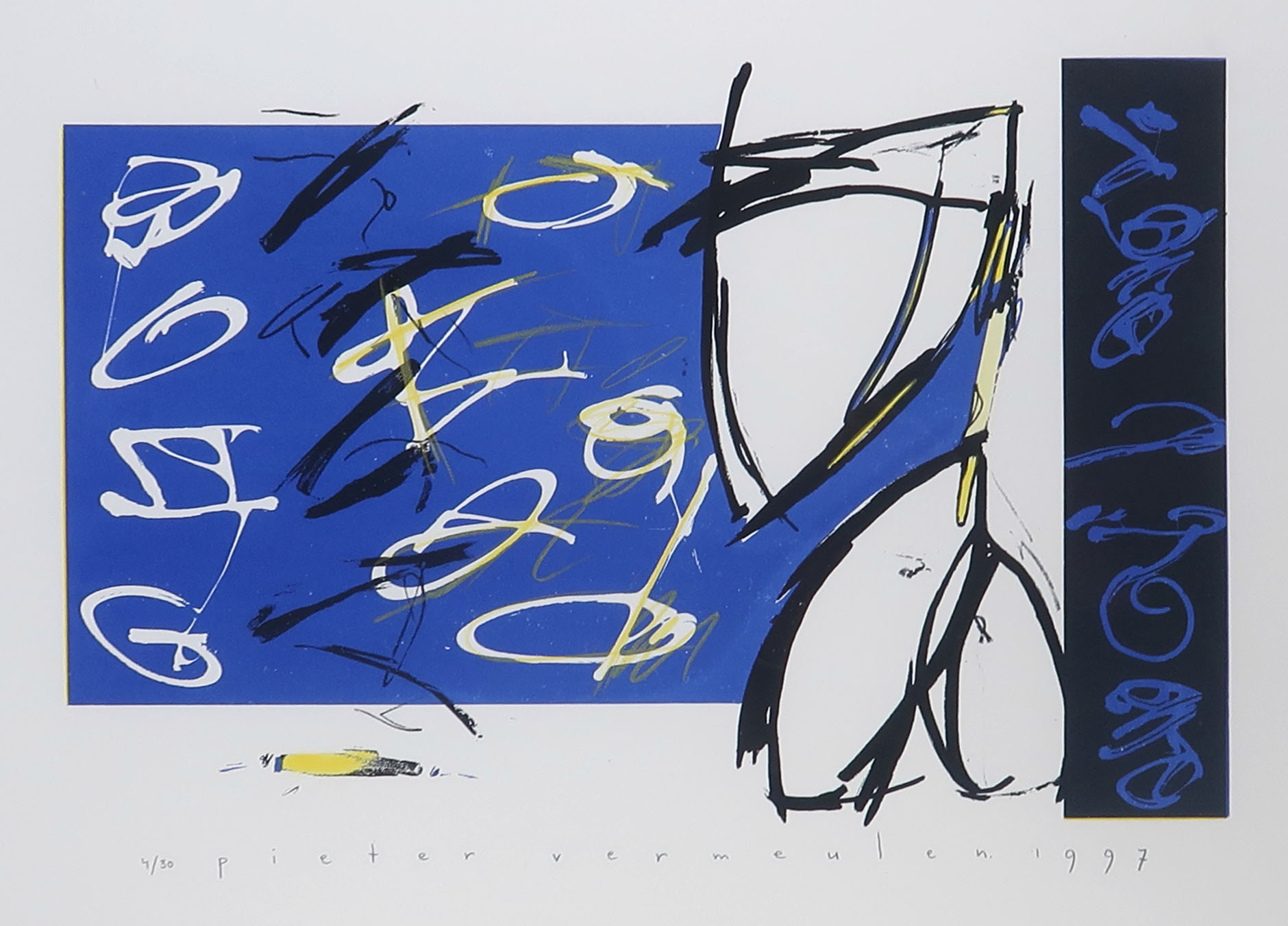 Pieter Vermeulen - Zeefdruk, Zonder titel - Ingelijst kopen? Bied vanaf 1!