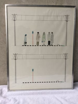 Ben Pollé - Tramhalte - Tekening (58 x 46 cm) 1975 kopen? Bied vanaf 1!