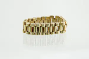 37-  Aparte 14Krt geel gouden Rolex stijl flexibele ring - met 0.05ct diamant kopen? Bied vanaf 200!