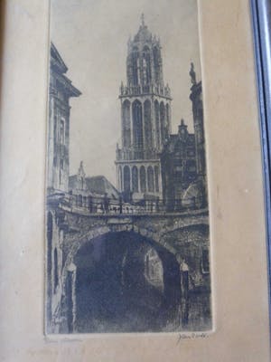 Jan Sirks - Ets , Dom te Utrecht– Gesigneerd & ingelijst kopen? Bied vanaf 25!