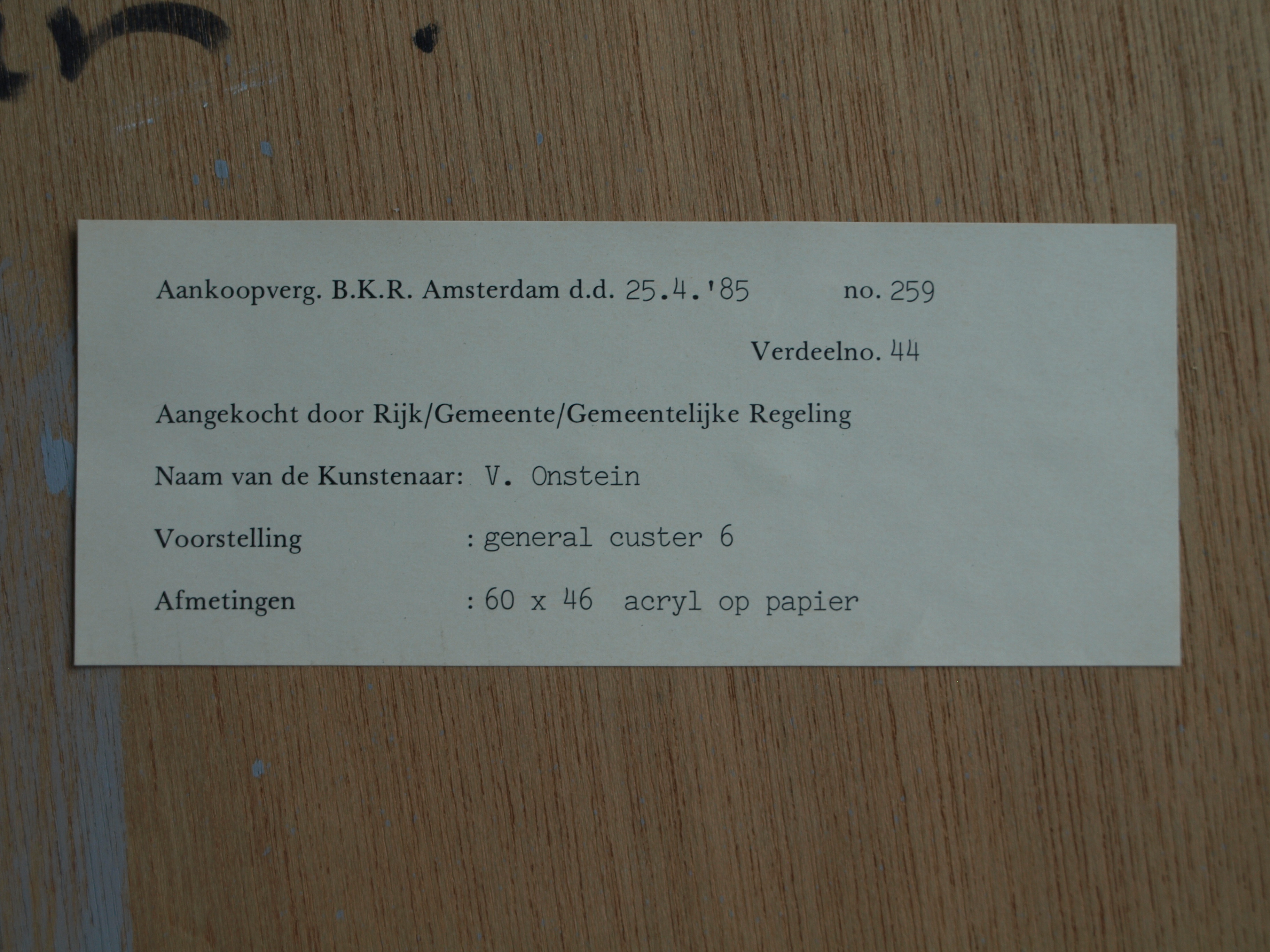 Victor Onstein - Acryl op papier , General Custers – gesigneerd & ingelijst – 1984  kopen? Bied vanaf 1!