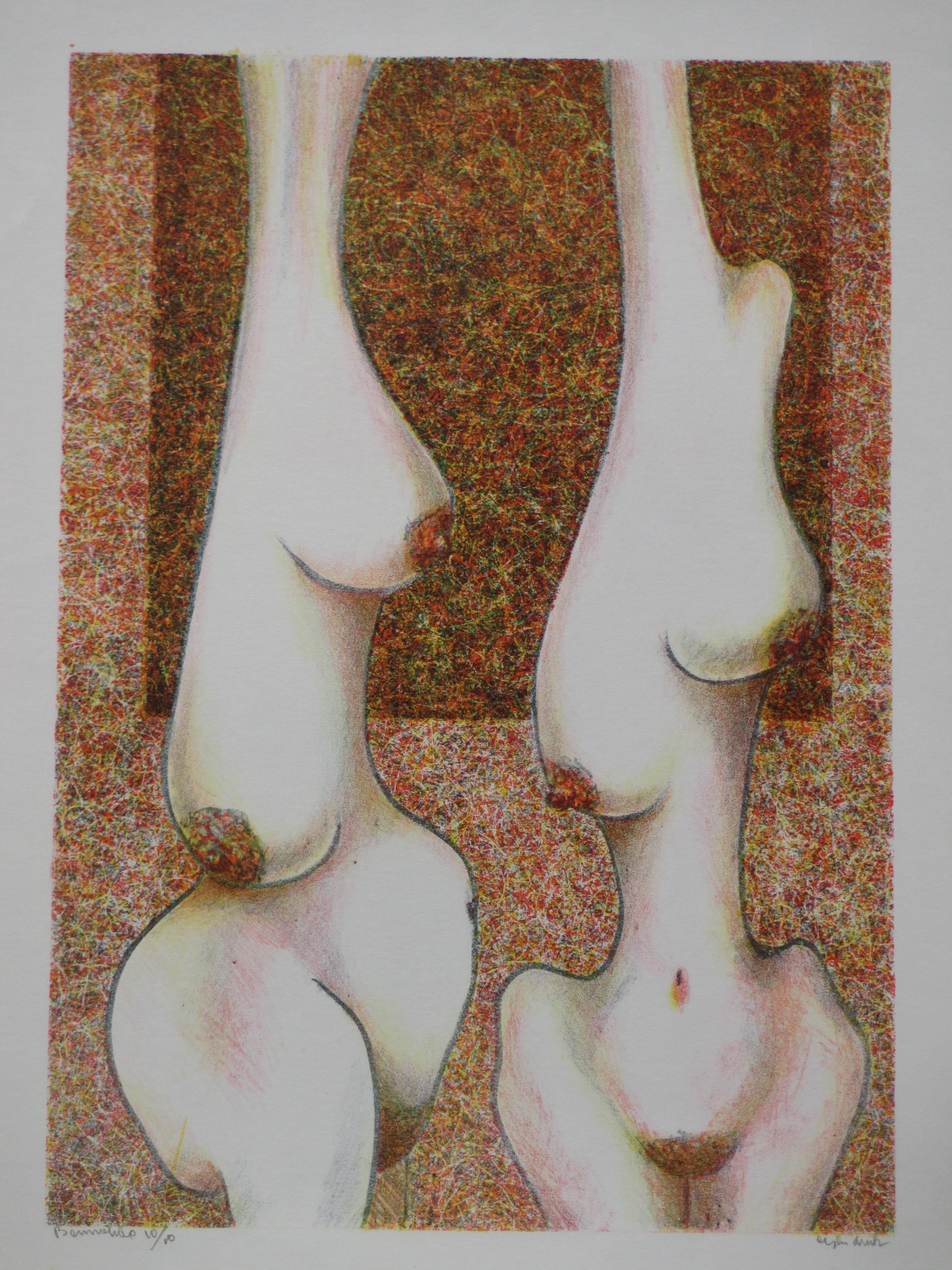 Benno Helders - Twee vrouwenfiguren - Kleurenlitho kopen? Bied vanaf 1!