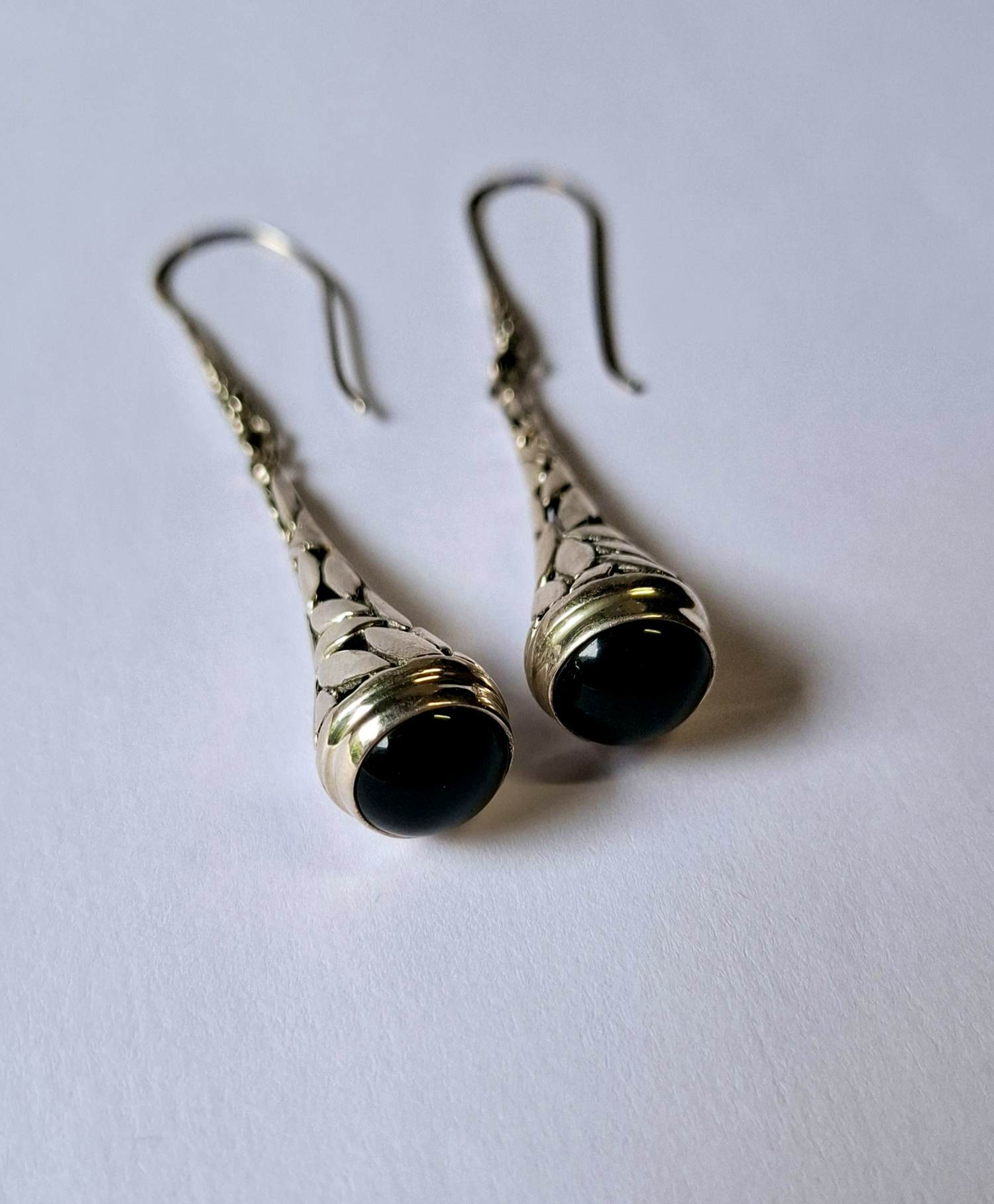 nieuwe Zilveren Byzantijnse Bungel oorbellen, met black onyx kopen? Bied vanaf 60!