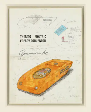 Panamarenko - Signierte Art Card "Thermo Voltaic - Energy Convertor" - Professionell gerahmt kopen? Bied vanaf 485!