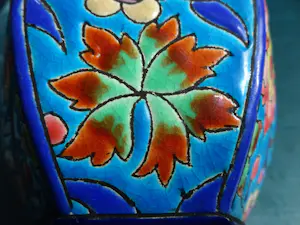 Emaux de Longwy - kleurijke floraal gedecoreerde cloisonne vaas kopen? Bied vanaf 95!