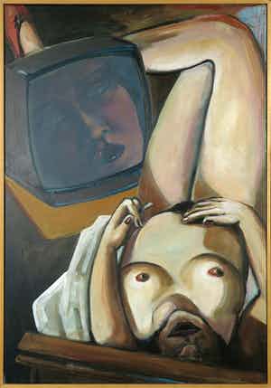 Roel Monster - Repose schilderij op linnen, ingelijst verkocht voor € 200!