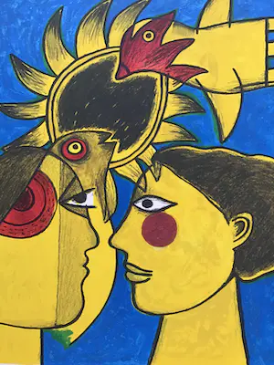 Corneille - Grote zeefdruk Vrouw,Zon,Vogel, hand gesigneerd kopen? Bied vanaf 160!