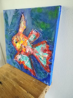 Niet of onleesbaar gesigneerd - kleurrijke vis, origineel werk kopen? Bied vanaf 1!