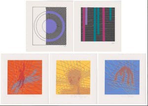 Willem F. Wagner - e.a: vijf handgesigneerde zeefdrukken: Geometrische Composities I - V kopen? Bied vanaf 39!