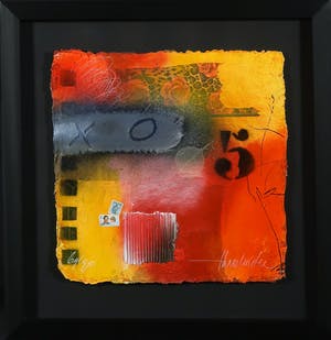 Theo Koster - Zeefdruk en collage op geschept papier, India Dreams I - Ingelijst kopen? Bied vanaf 40!