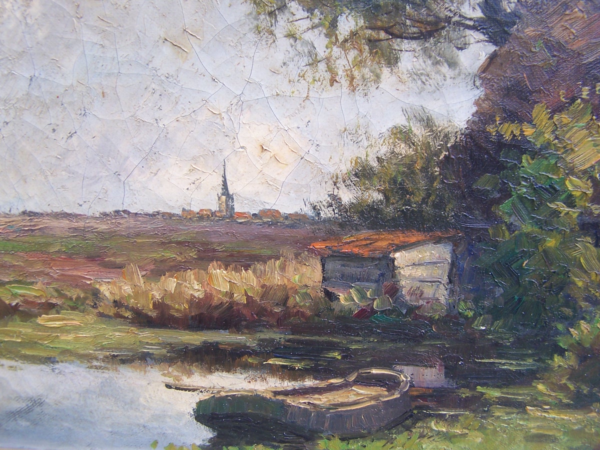 Charles Petit - Landschap met Vissershutten kopen? Bied vanaf 40!