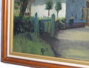 Johan Gerhard Siemer - Olieverf op paneel, “Boerderij” – gesigneerd en ingelijst – ca 1950 kopen? Bied vanaf 50!