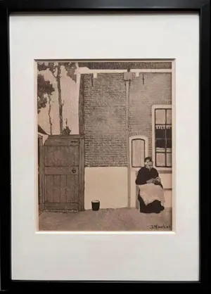 Jan Mankes - Originele Heliogravure Breiend Vrouwtje 1923 kopen? Bied vanaf 115!