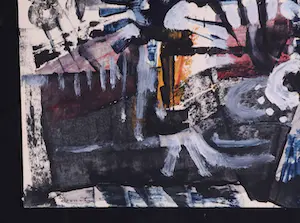 Klaas Boonstra - Gemengde techniek op papier, Abstracte compositie kopen? Bied vanaf 70!