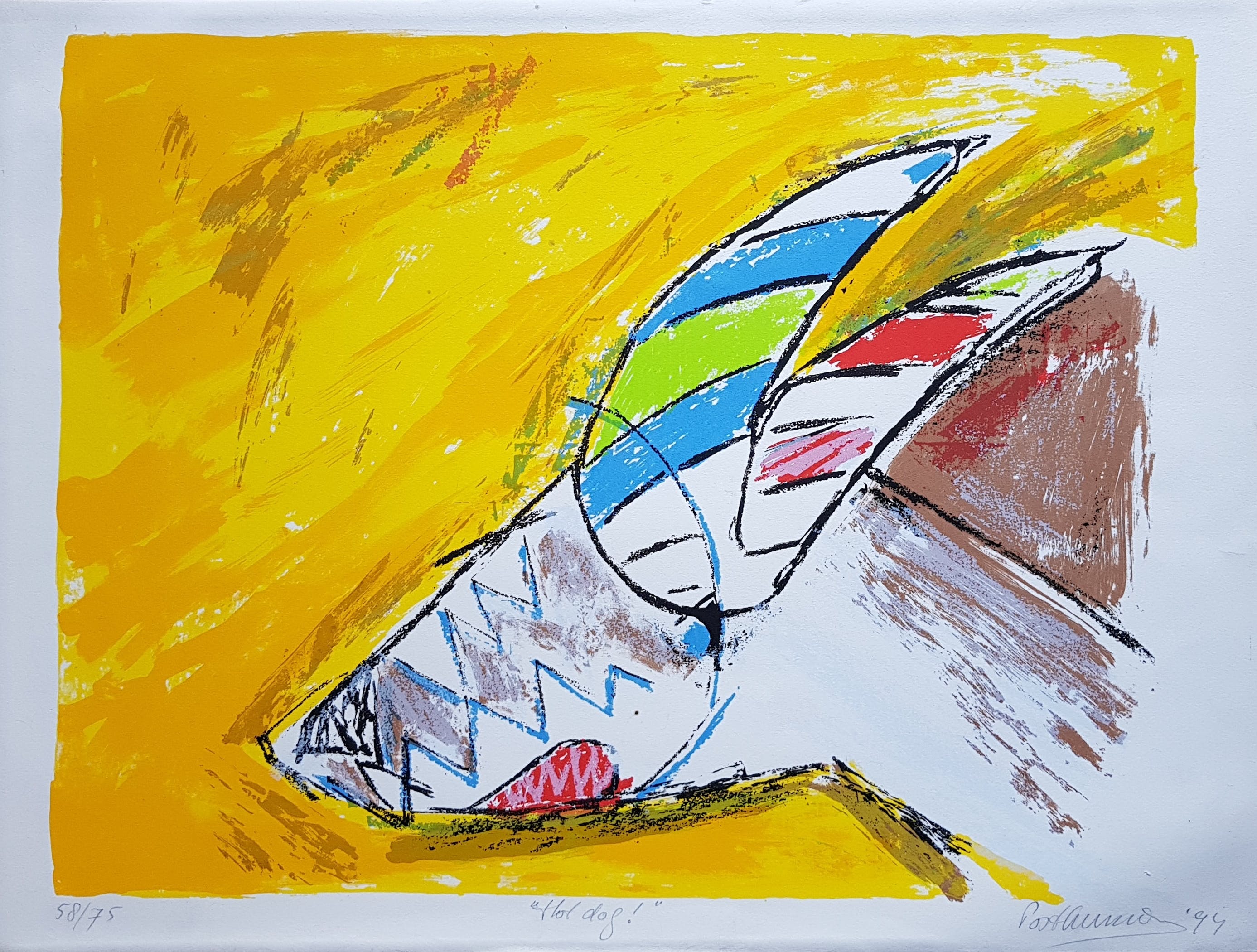 Simon Posthuma - Zeefdruk "hot dog" opl.58/75 verkocht voor € 40!