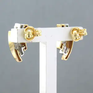 18k bicolour gouden oorknoppen met briljant geslepen diamant tot. 0.18ct kopen? Bied vanaf 260!