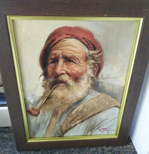 Roberto Figerio - The fisherman - old man smoking pipe kopen? Bied vanaf 1!