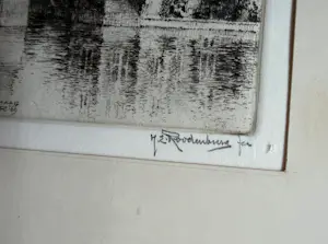 Hendrikus Roodenburg - 2 etsen Den Haag 1969 en Hindeloopen 1961, ingelijst en gesigneerd kopen? Bied vanaf 40!