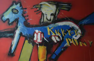 Herman Brood - Zeefdruk - KICK Y'R PONY - ZEER GROOT - Ingelijst kopen? Bied vanaf 430!