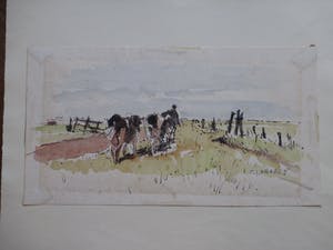 Frans Boers - Melktijd - Aquarel kopen? Bied vanaf 1!