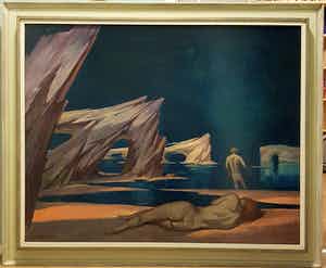 Klaas Pijlman - Titel: " Wanhoop". Liggend naakt, Salvador Dali achtige stijl. Zeldzaam. verkocht voor € 1!