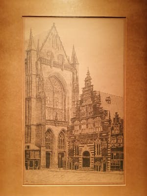 Adriaan Terhell - onder pseudoniem C. de Zeeuw Stadsgezicht "Vleesch Hal, Haarlem" kopen? Bied vanaf 25!