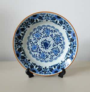 Potterie Oud Delft - Delftsblauw wandbord - "Gelukswens RSSZ" verkocht voor € 25!