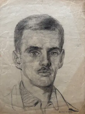 Albert Mulder - Albert BJ Mulder (1889-1987) - portret van een jonge man met snor kopen? Bied vanaf 25!