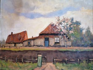 Adriaan Terhell - boerderij in landschap (gesigneerd Ch. Petit) kopen? Bied vanaf 125!