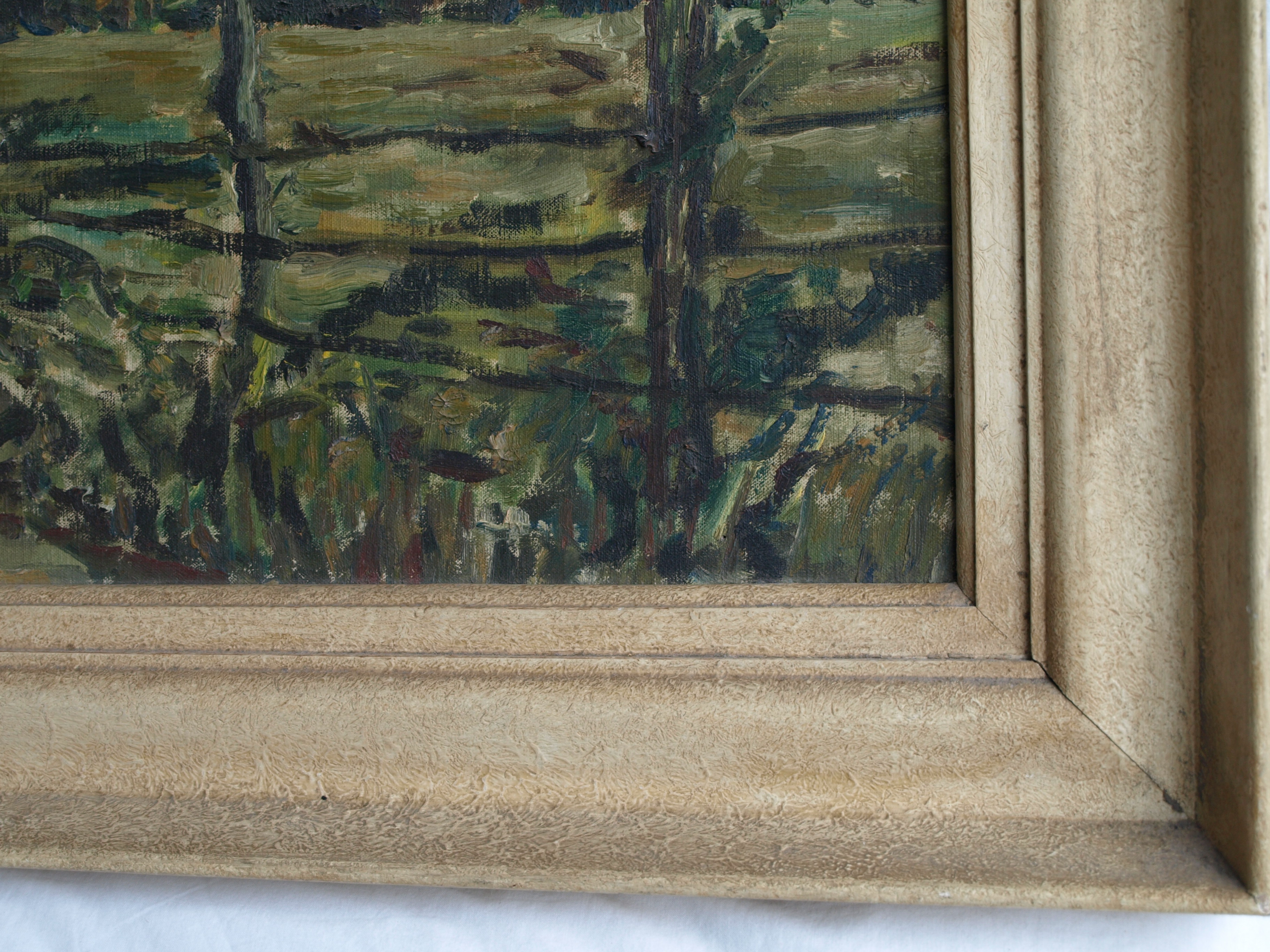 Niet of onleesbaar gesigneerd - Olieverf op doek , Boerderij – ingelijst  kopen? Bied vanaf 1!