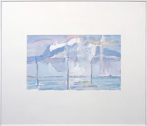 Paul Overhaus - Gouache op papier, Oosterschelde gezicht op Zierikzee I - Ingelijst kopen? Bied vanaf 50!