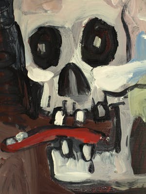 Peter Klashorst - Acrylverf op doek , “Vrouw met Schedel” - GROOT – 2018 – 55 x 100 cm kopen? Bied vanaf 375!