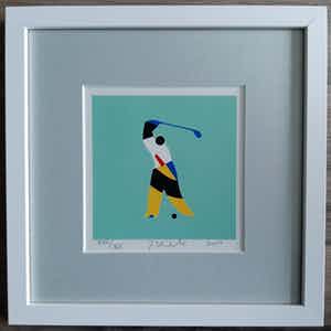 Jan Snoeck - zeefdruk GOLF 2 in nieuwe houten lijst met museum art glass verkocht voor € 79!