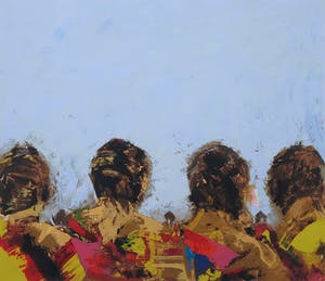 Willem van Scheijndel - Zeefdruk, Vier schoonheden op weg naar het schildersatelier - Ingelijst kopen? Bied vanaf 50!